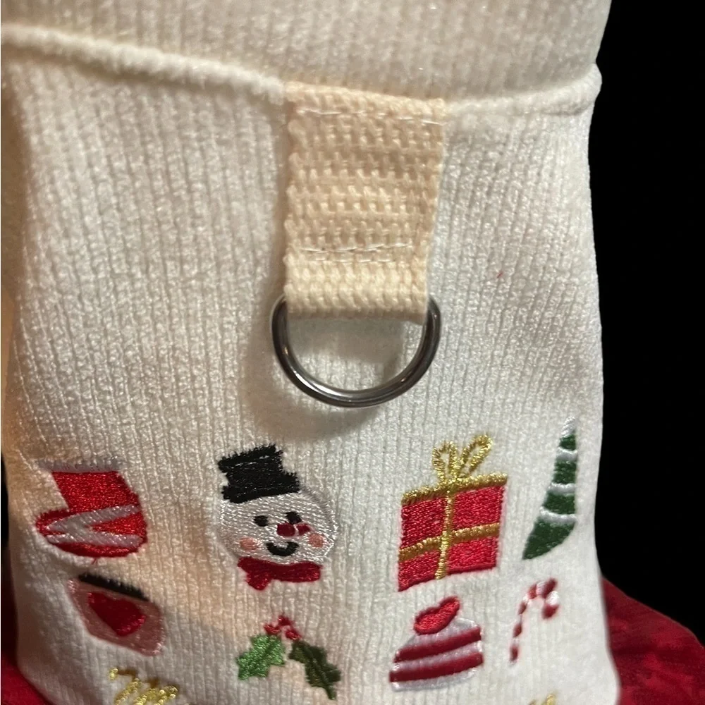 Christmas Puppy Dog Dress Lace Tulle Bottom Leash attachment Beige Red Small